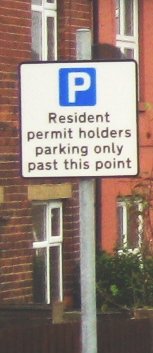 Residents' parking only sign, The Lanes